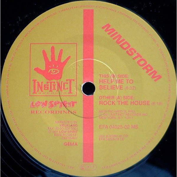 Vinyl 12" Mindstorm - Rock The House / Help Me To Believe