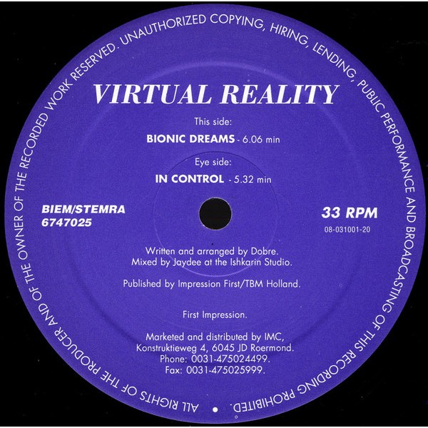 Vinyl 12" Virtual Reality - In Control